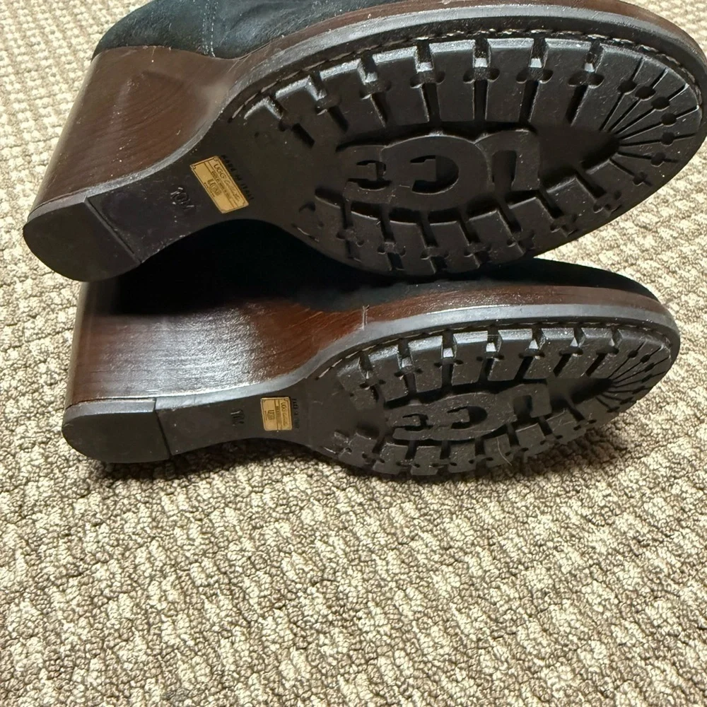 RARE UGG Fiorentina Black Over the Knee Wedge Boots Sexy Stylish Chic